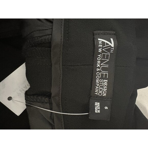 NY&C 7th Design Straight Leg Stretch Waist Black Work Pants Size 6 - Picture 11 of 11